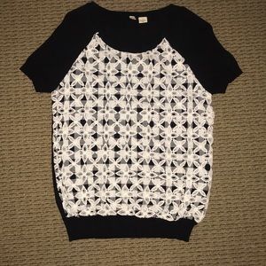 Brand New Black Foral Lace Plaid Sweater XS